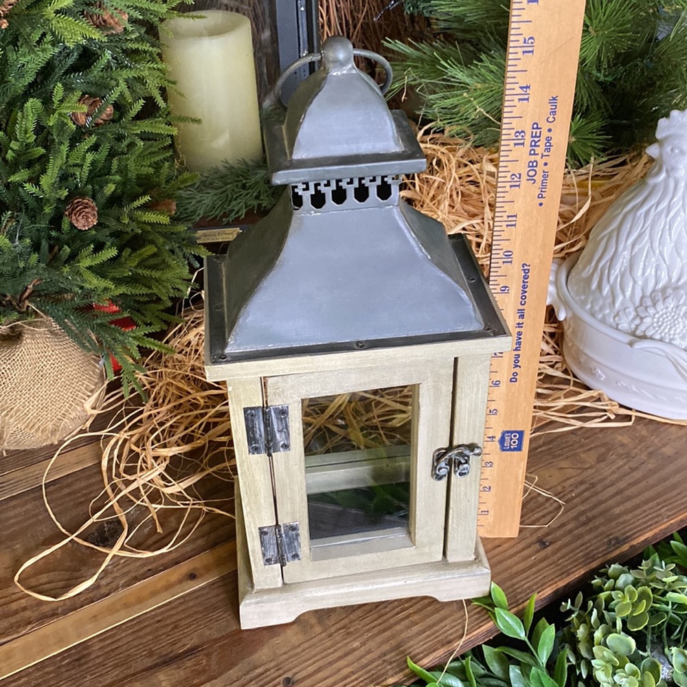 Williams Sonoma Wood and Metal Small Weathered Rustic Lantern - Picture 12 of 16